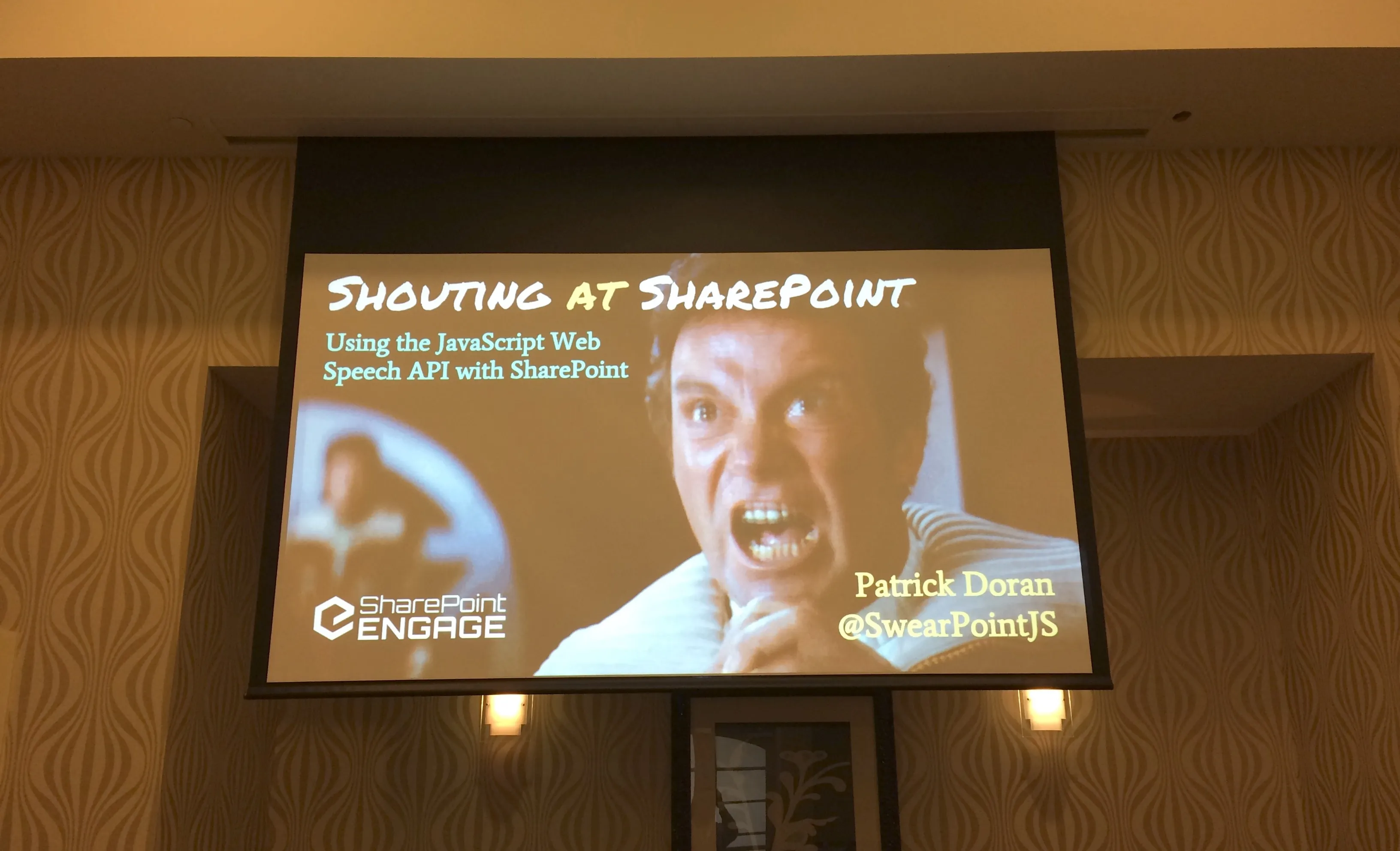 Photograph of Patrick Doran's slides being presented at the SharePoint Engage Conference in Raleigh